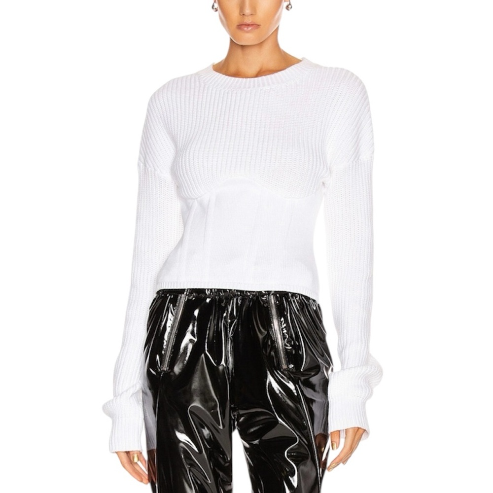 NWT RtA Asylum White Fitz Cotton Corset Sweater - Sz L